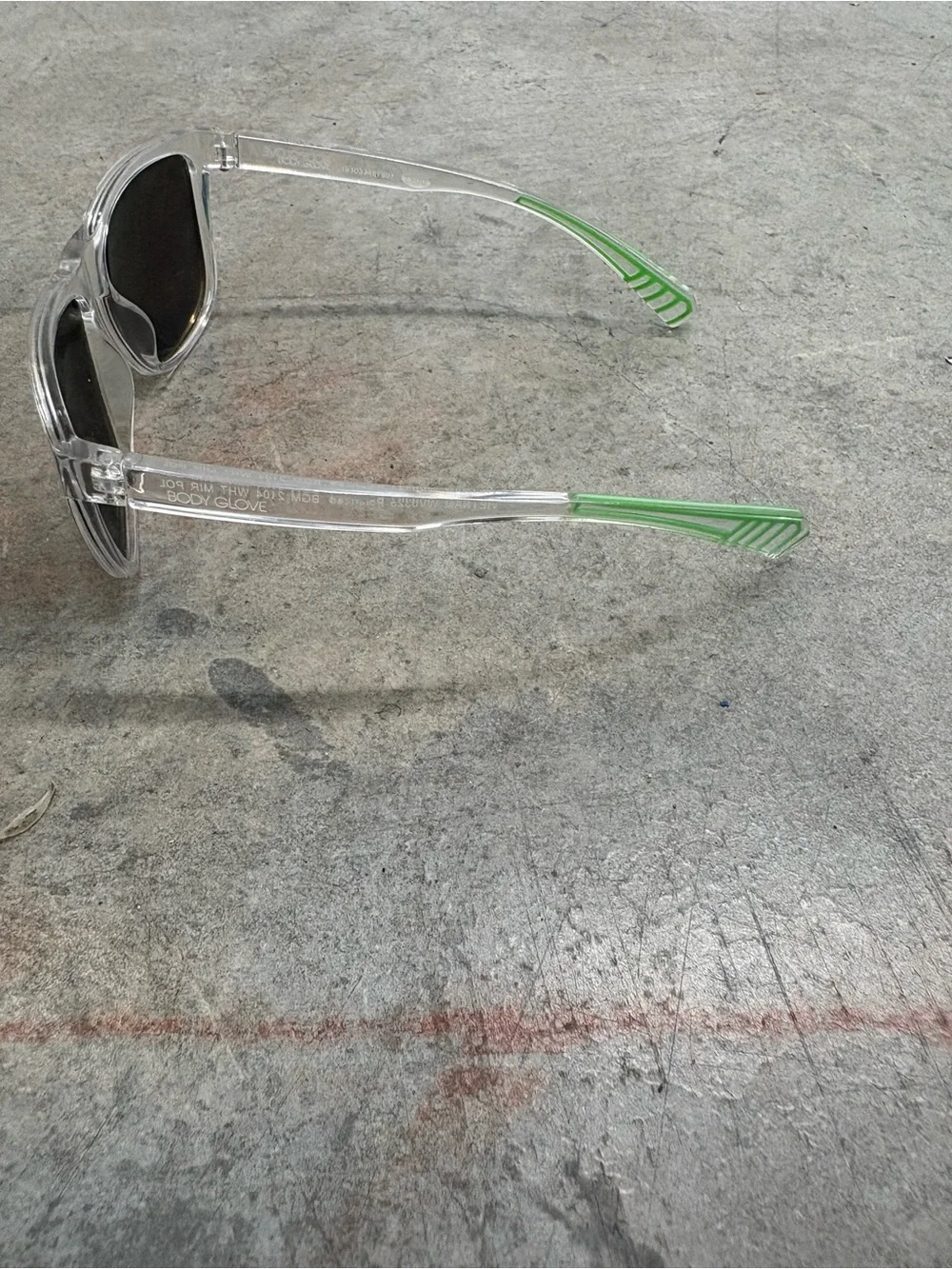 Body Glove J09 Men's Square Sunglasses Clear Frame Green Mirrored UV400 1.00